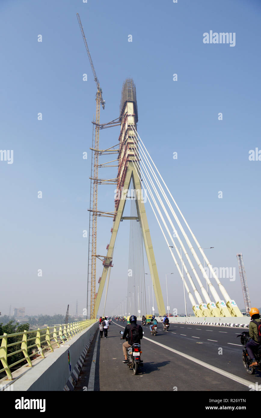 New Delhi Signature Bridge Stock Photo