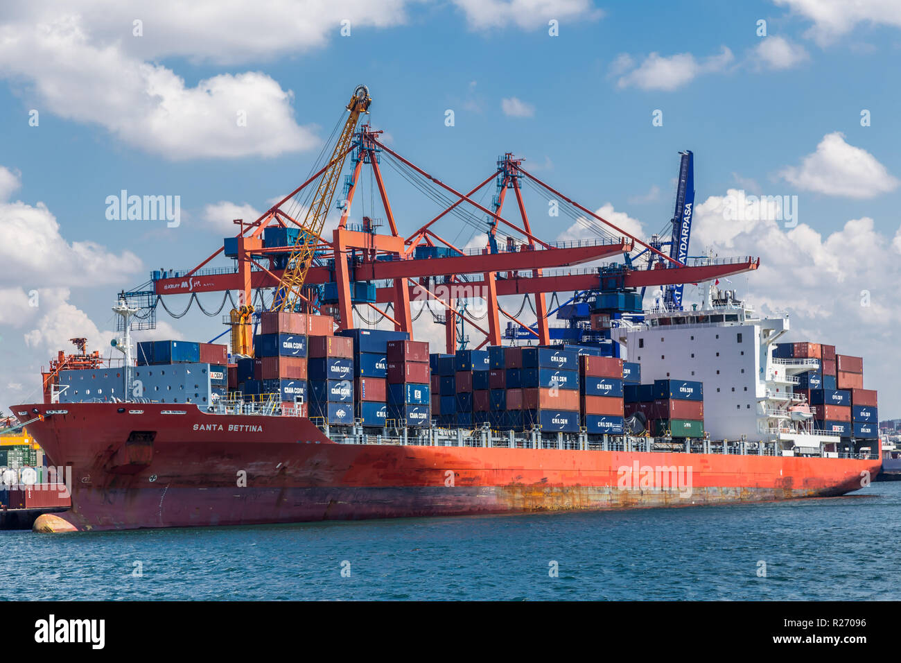 Istanbul, Turkey, June 9, 2013: Container ship in Haydarpasa Container Terminal. Stock Photo