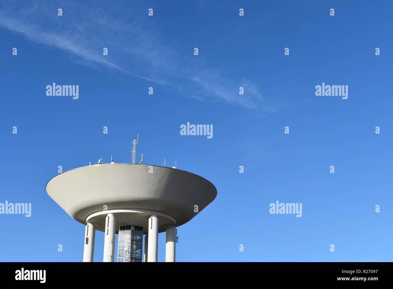 Water tower shaped like a UFO in Kalmar Sweden Stock Photo