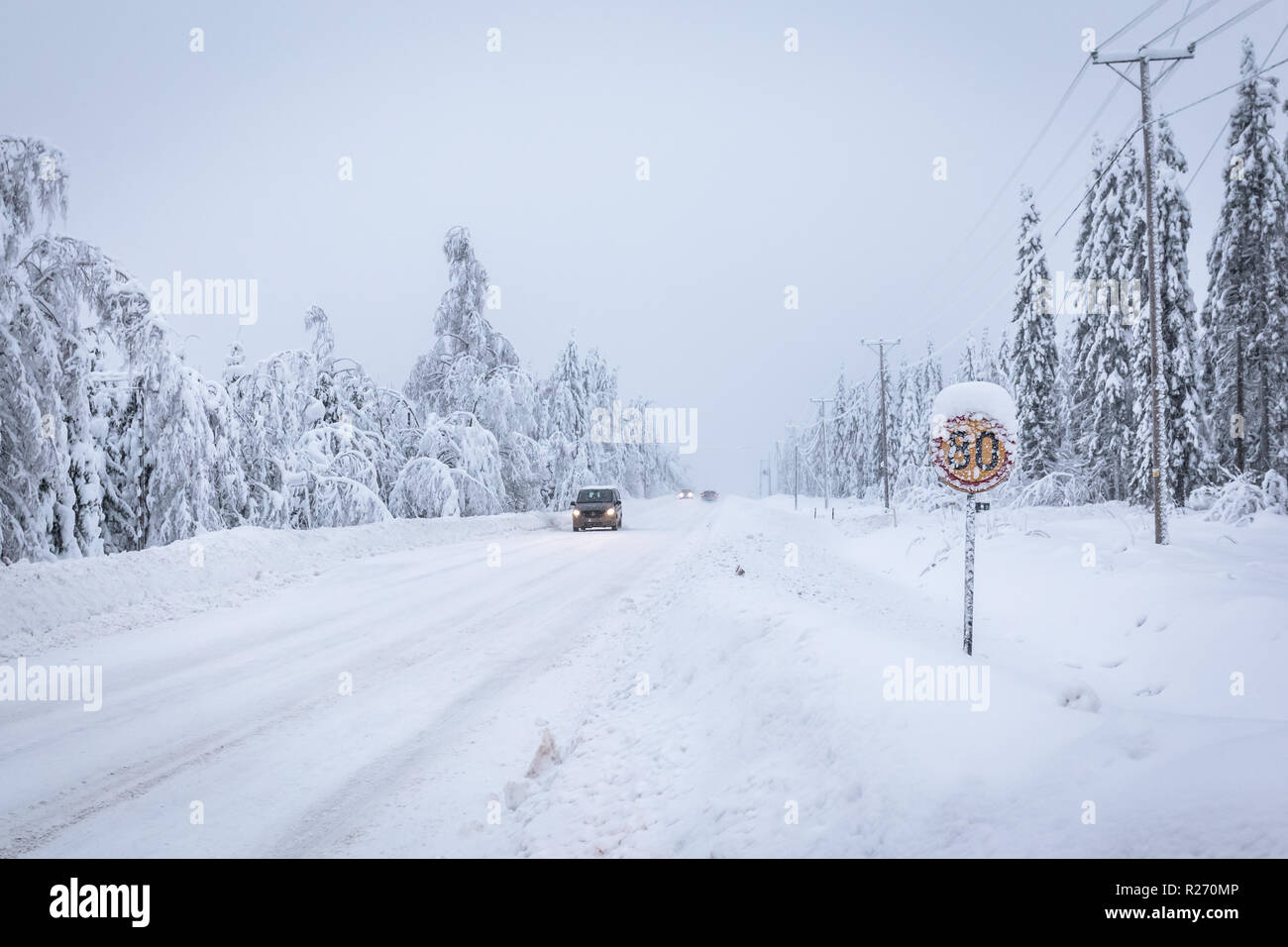 Heavy snow landscape from Sotkamo, Finland Stock Photo