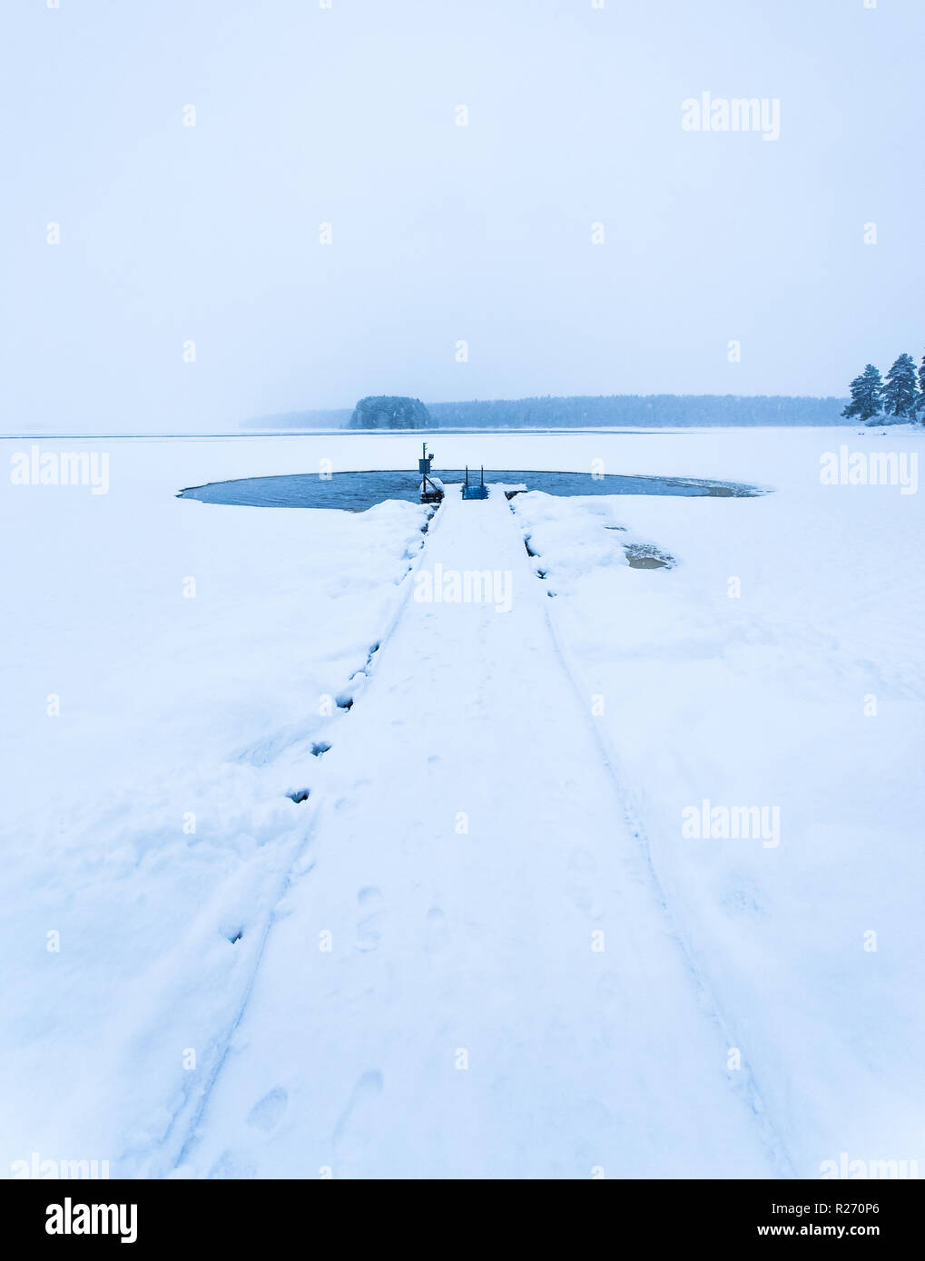 Ice swimming place from Kuhmo, Finland. Stock Photo