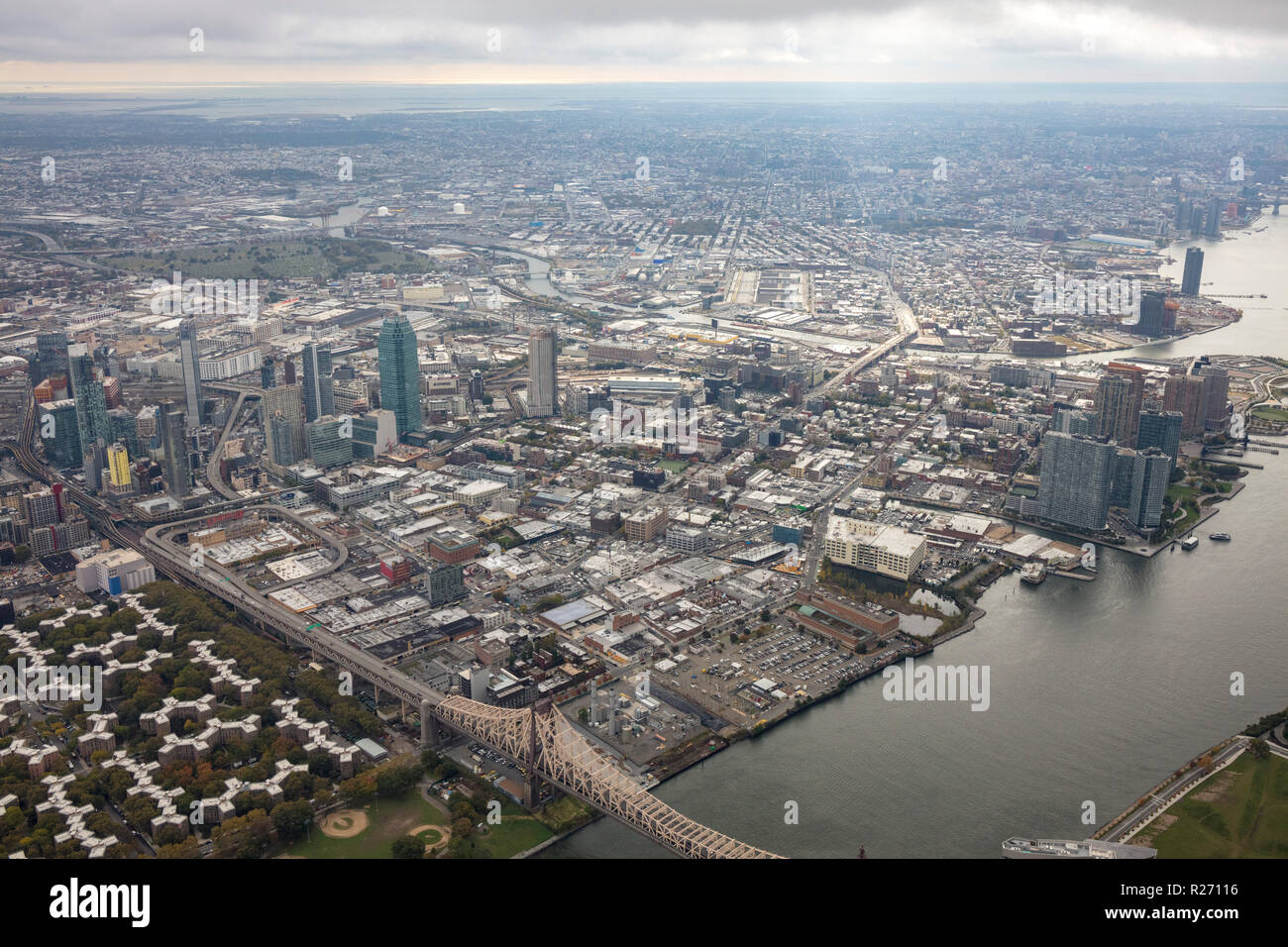 helicopter aerial view of Brooklyn, New York City, USA Stock Photo - Alamy