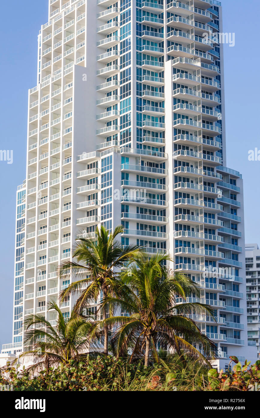 Miami Beach Florida,condominium residential apartment apartments building buildings housing,luxury,building,high rise skyscraper skyscrapers building Stock Photo
