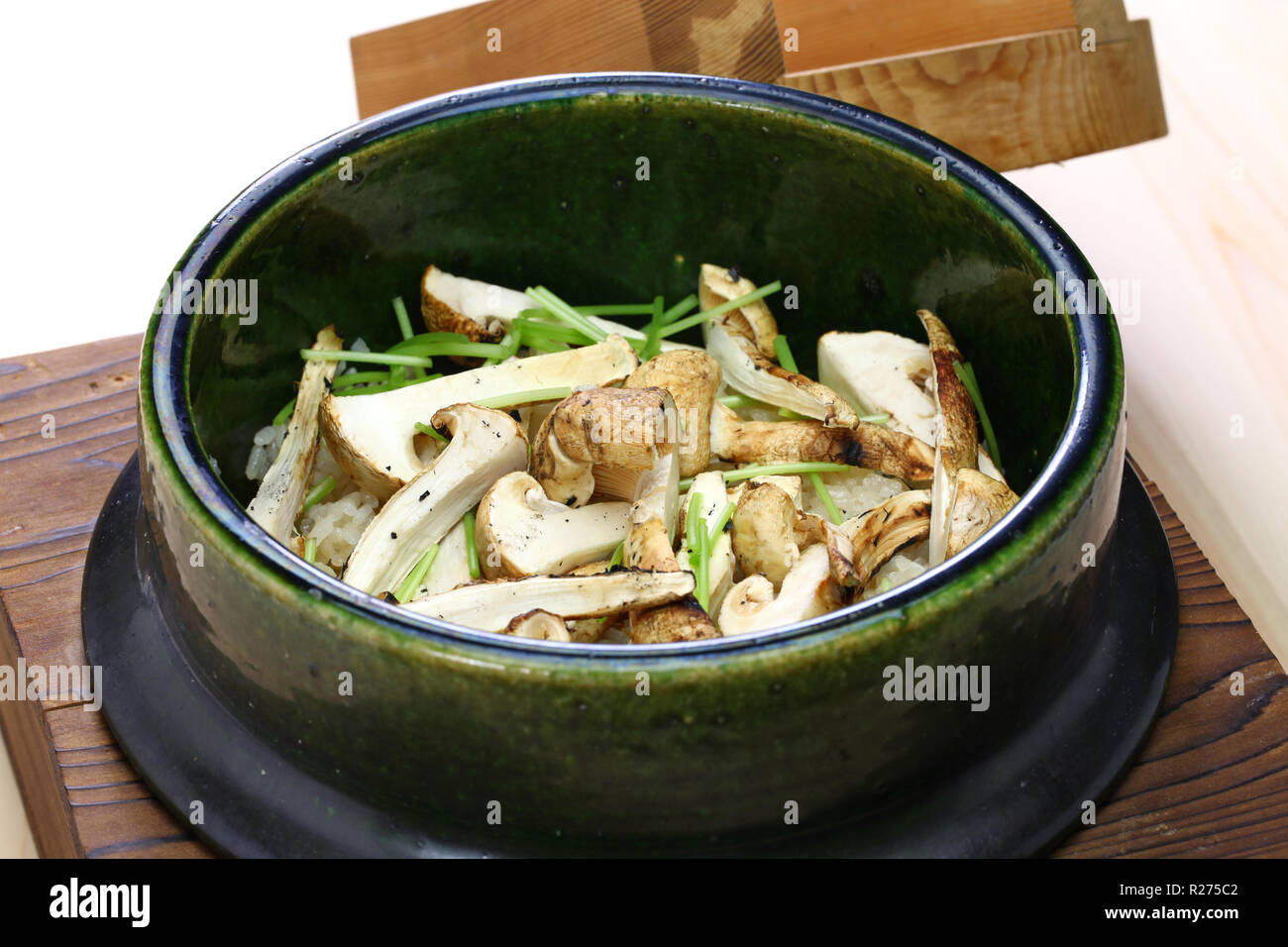 matsutake gohan, rice cooked with matsutake mushroom, japanese food ...