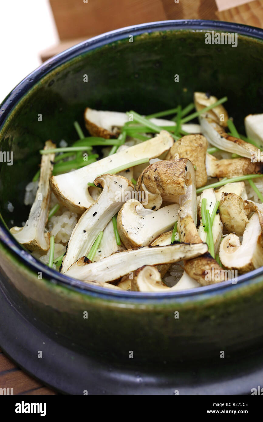 matsutake gohan, rice cooked with matsutake mushroom, japanese food