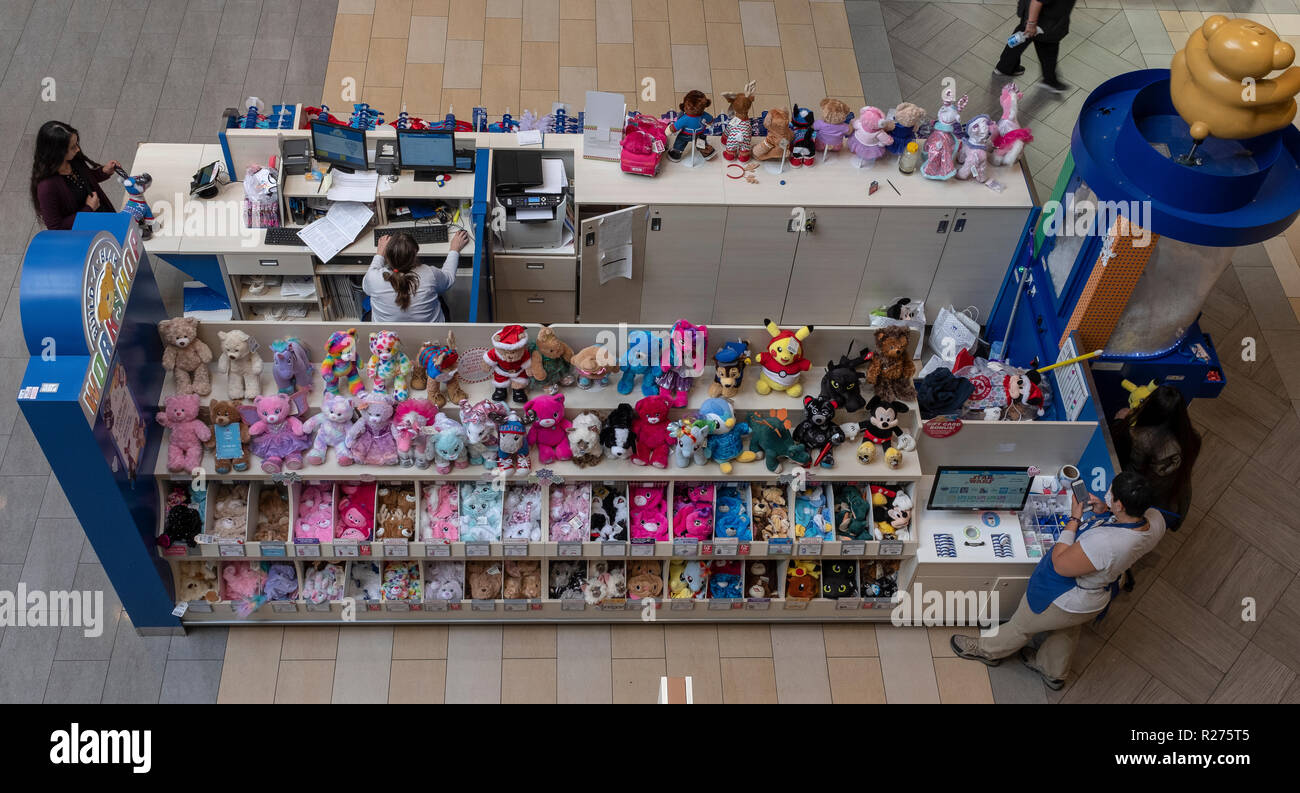 bird's eye view of 'Build-A-Bear' display counter Stock Photo