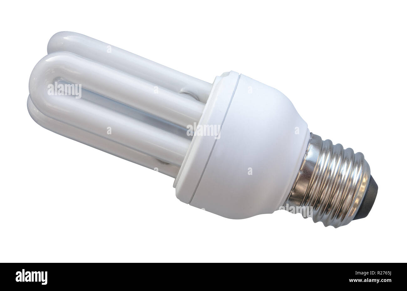 Isolated White Energy Saving Eco CFL Lightbulb Stock Photo