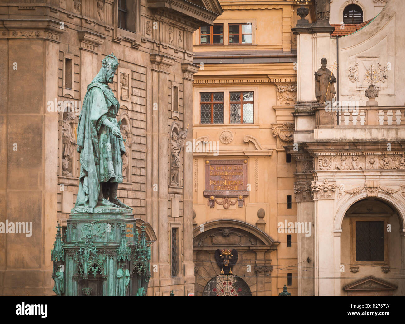 statue of king Charles in Prague Stock Photo