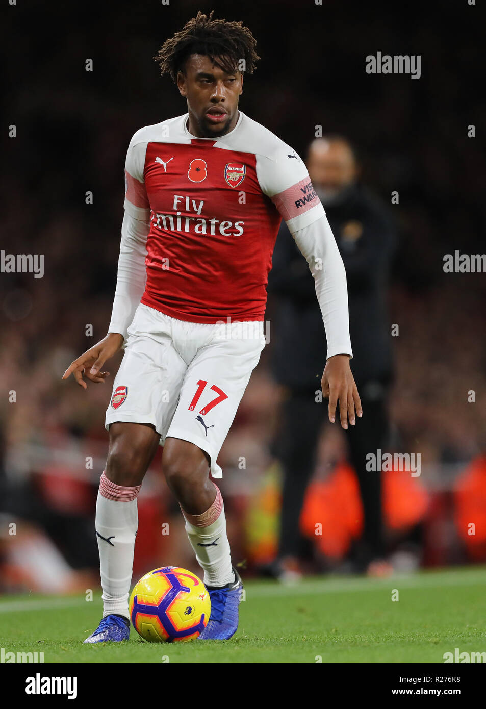 Alex Iwobi of Arsenal - Arsenal v Wolverhampton Wanderers, Premier League, Emirates Stadium, London (Holloway) - 11th November 2018 Stock Photo