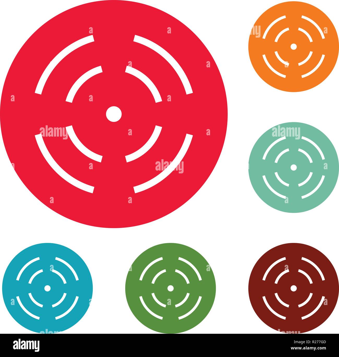 Point radar icons circle set vector isolated on white background Stock ...
