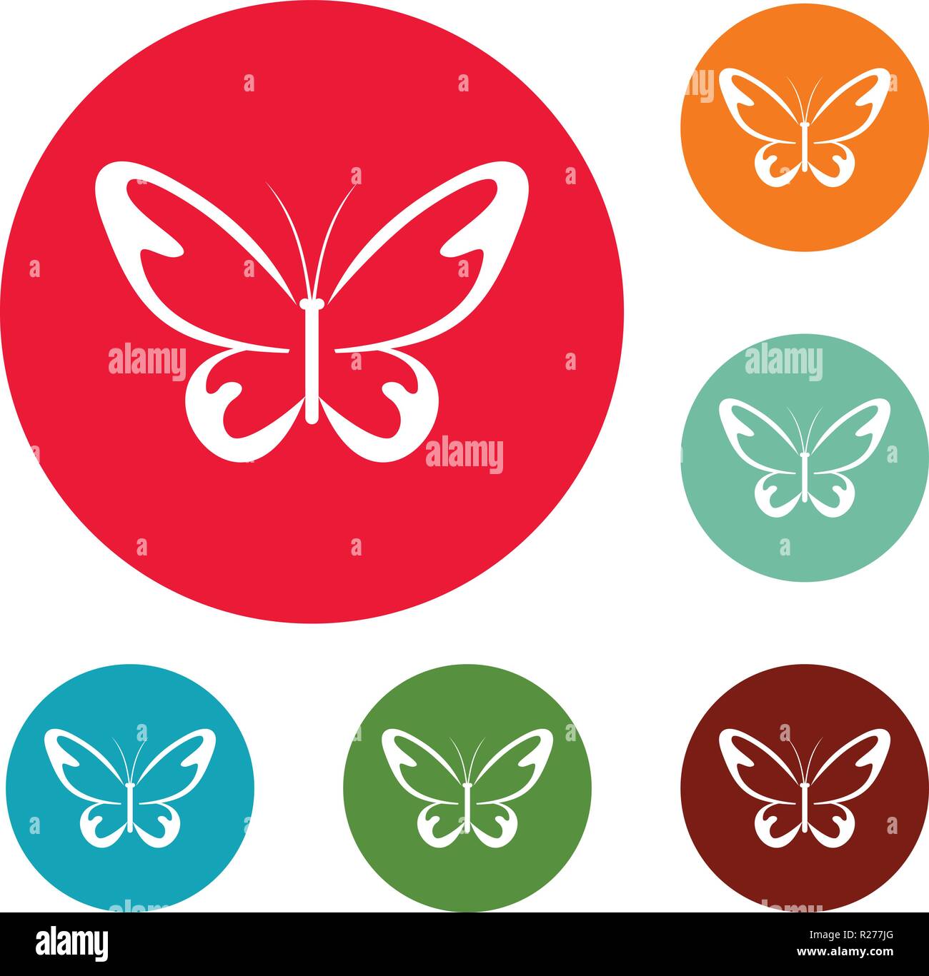 Flying moth icons circle set vector isolated on white background Stock ...