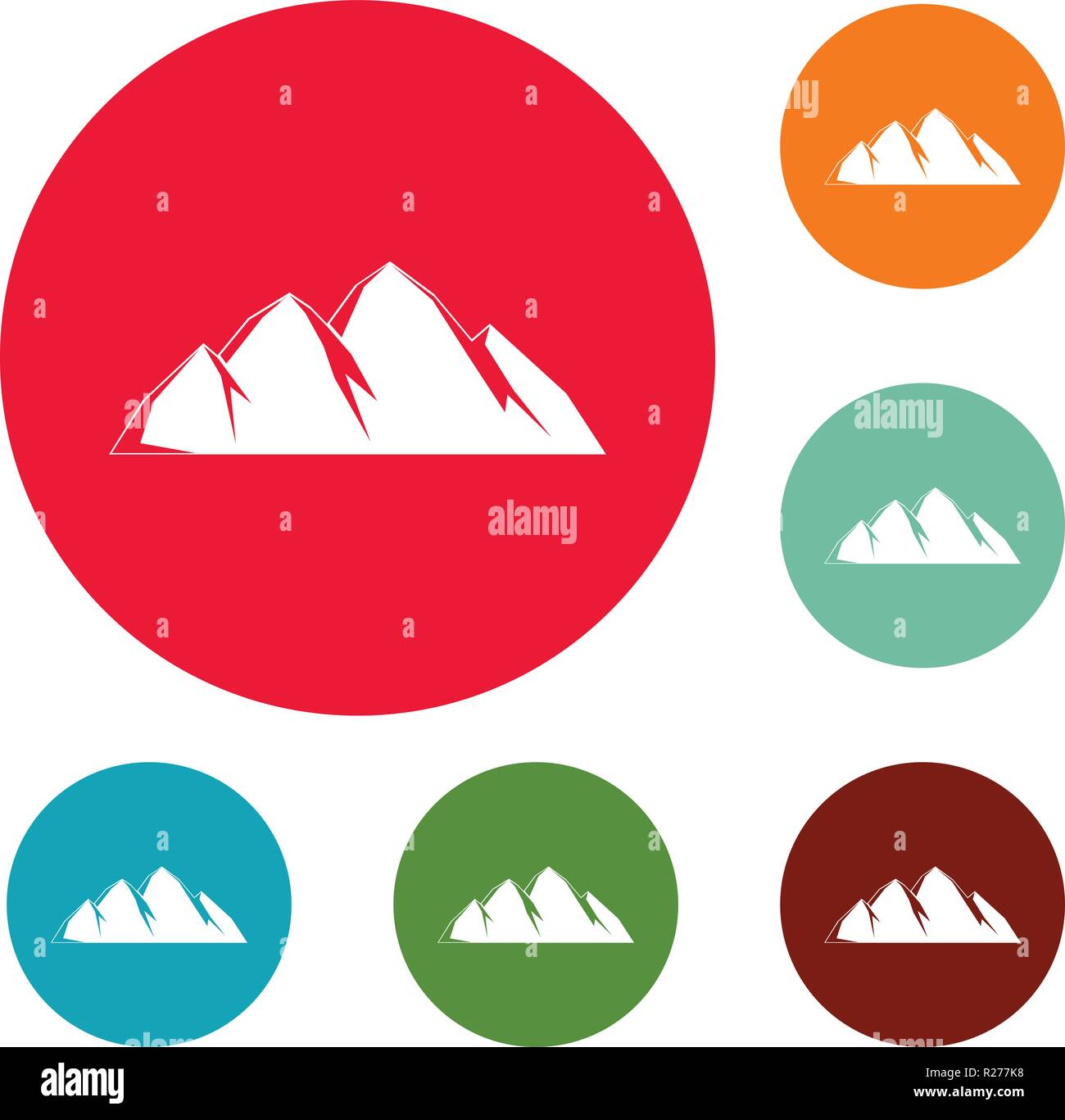 Large mountain icons circle set vector isolated on white background ...