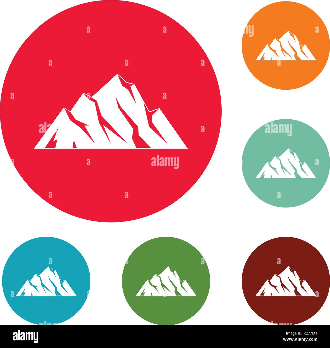 Extreme mountain icons circle set vector isolated on white background ...
