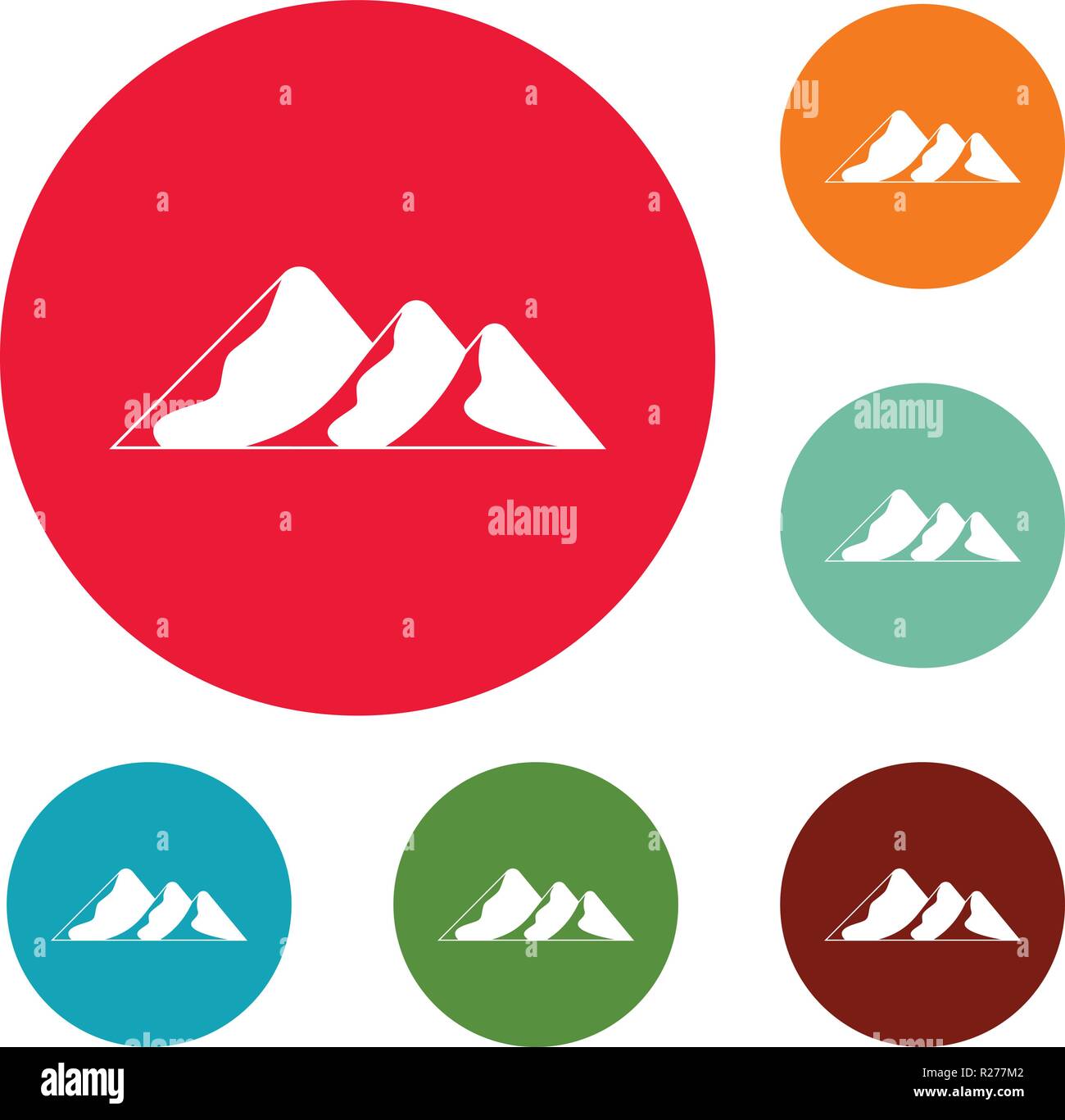 Travel to mountain icons circle set vector isolated on white background ...