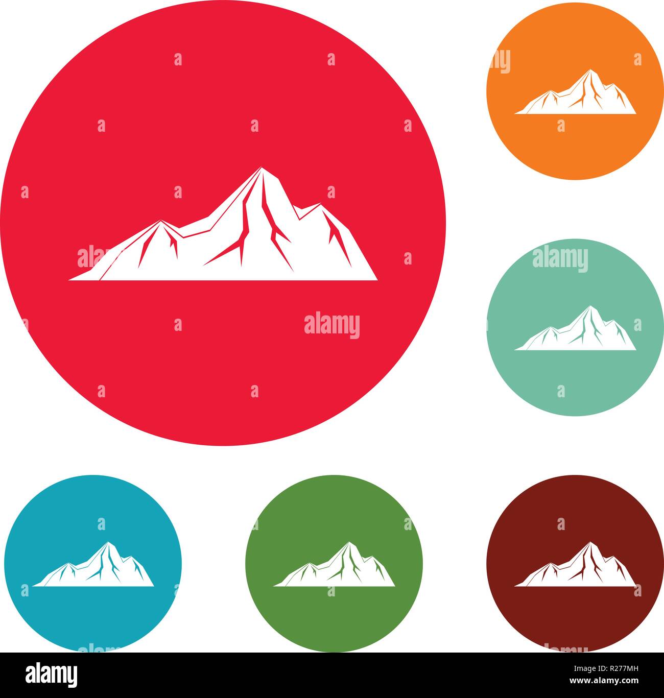 Tall mountain icons circle set vector isolated on white background ...