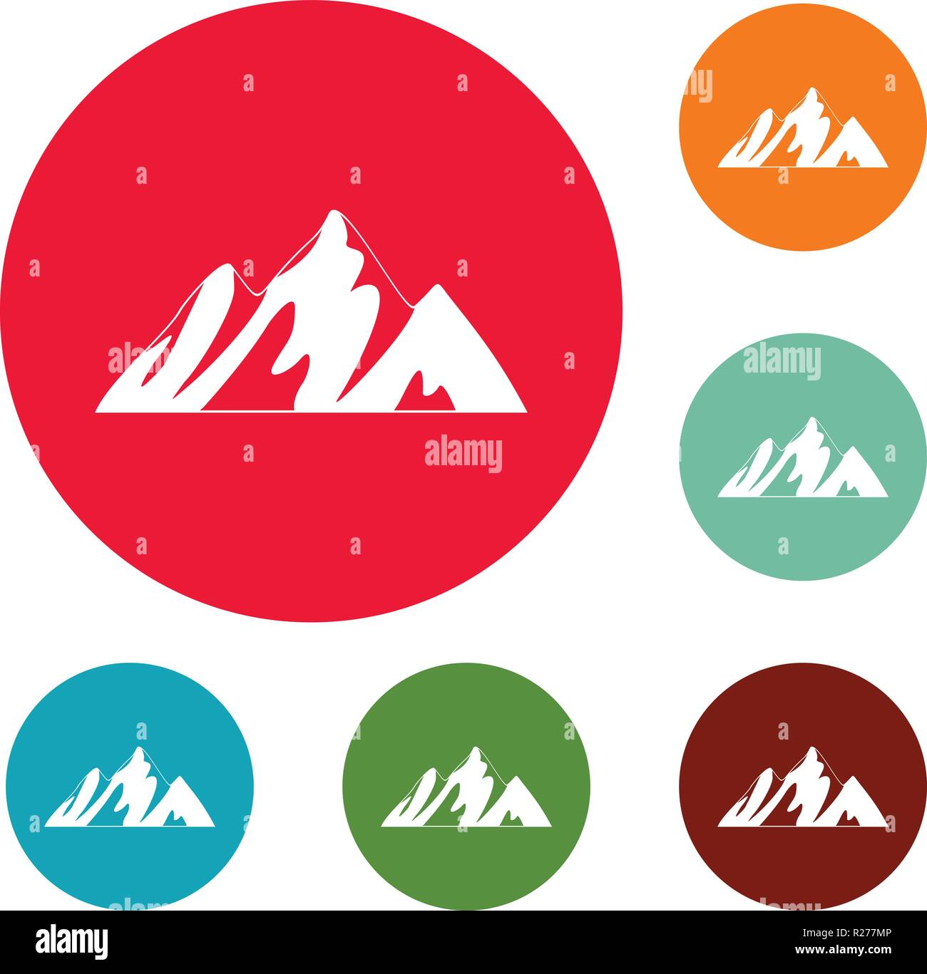 Top of mountain icons circle set vector isolated on white background ...