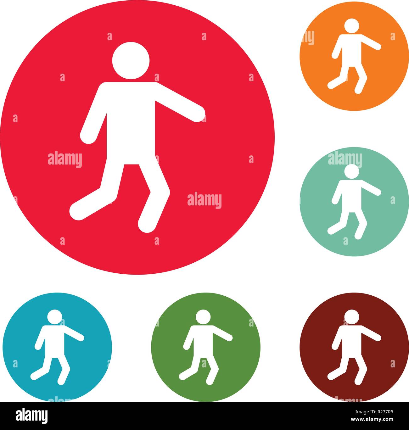 Stick figure stickman icons circle set vector isolated on white ...