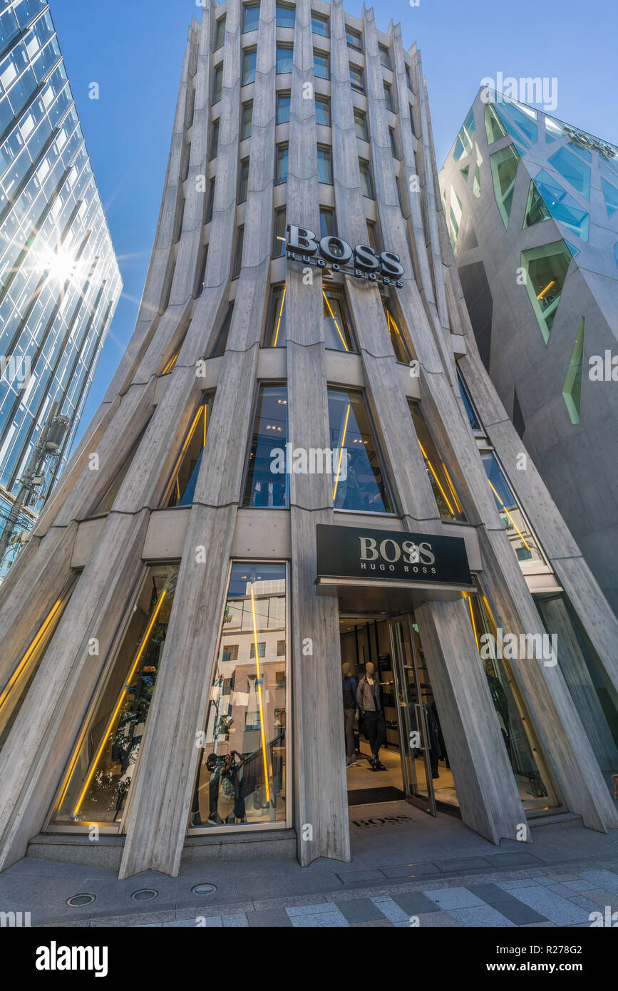 Tokyo, Shibuya Ward - August 17, 2018 - Hugo Boss building designed by  renowned Japanese architect Norihiko Dan. Located in Omotesando Stock Photo  - Alamy