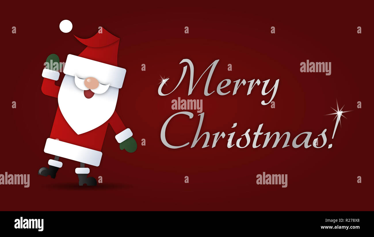 merry christmas card with cute santa claus cartoon Stock Photo - Alamy