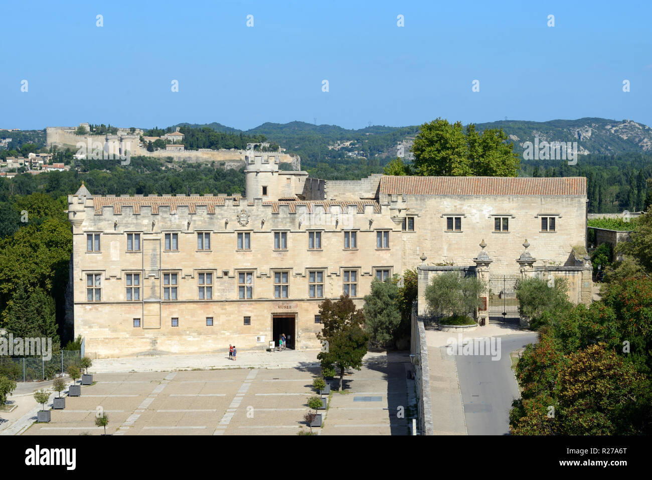 Musée du Petit Palais Museum and Town Square or Plaza in front of the Palais du Papes Avignon Provence France Stock Photo