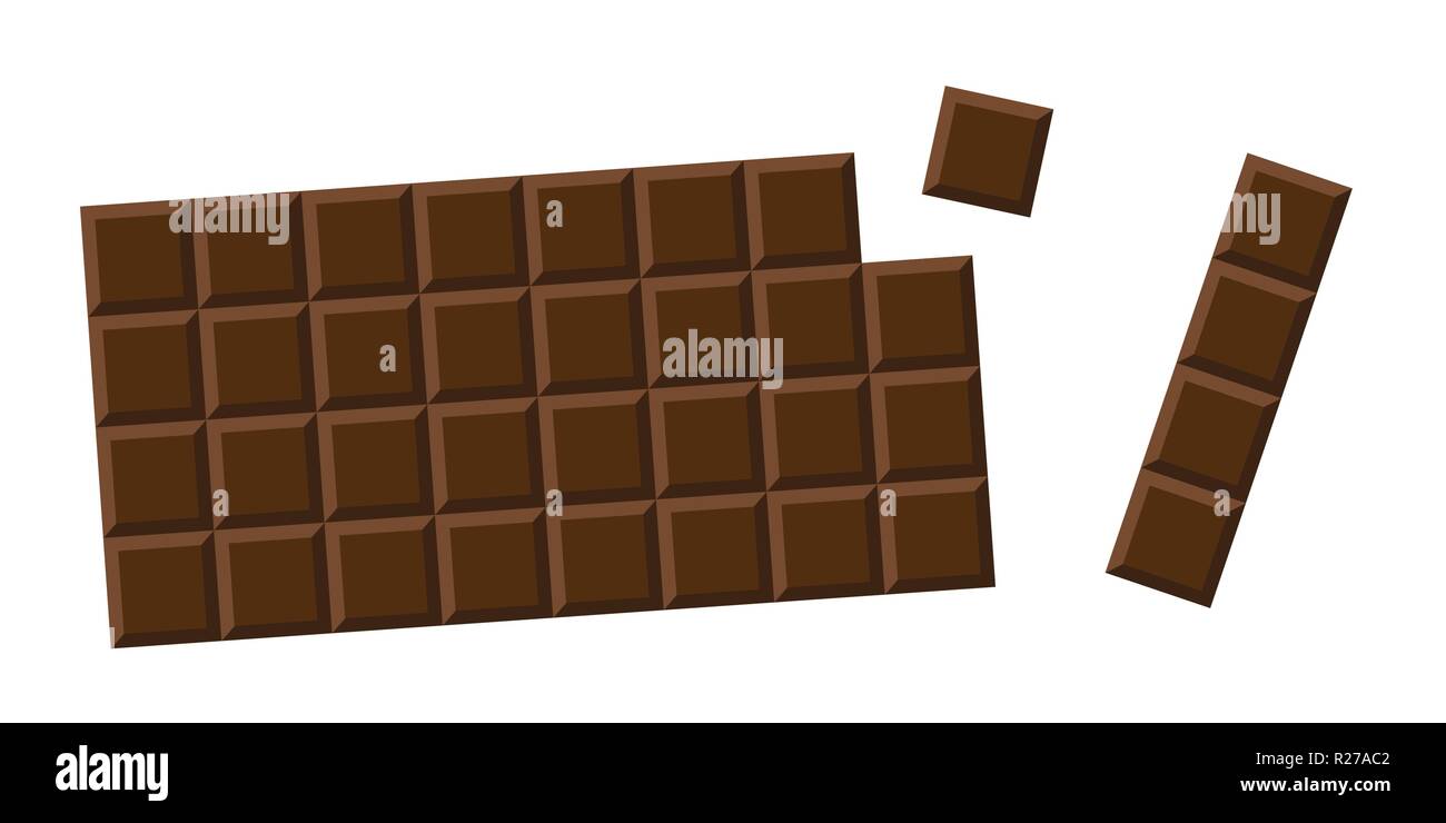 chocolate bar whole milk choco pieces vector illustration EPS10 Stock Vector