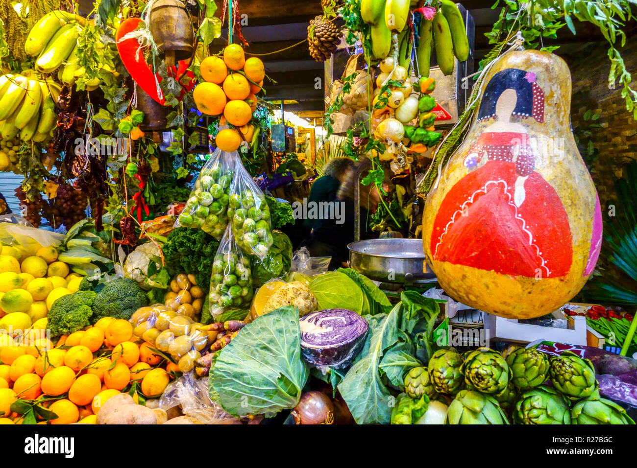 Fresh vegetables, stall on Central market, Alicante Spain Vegetable market Stock Photo