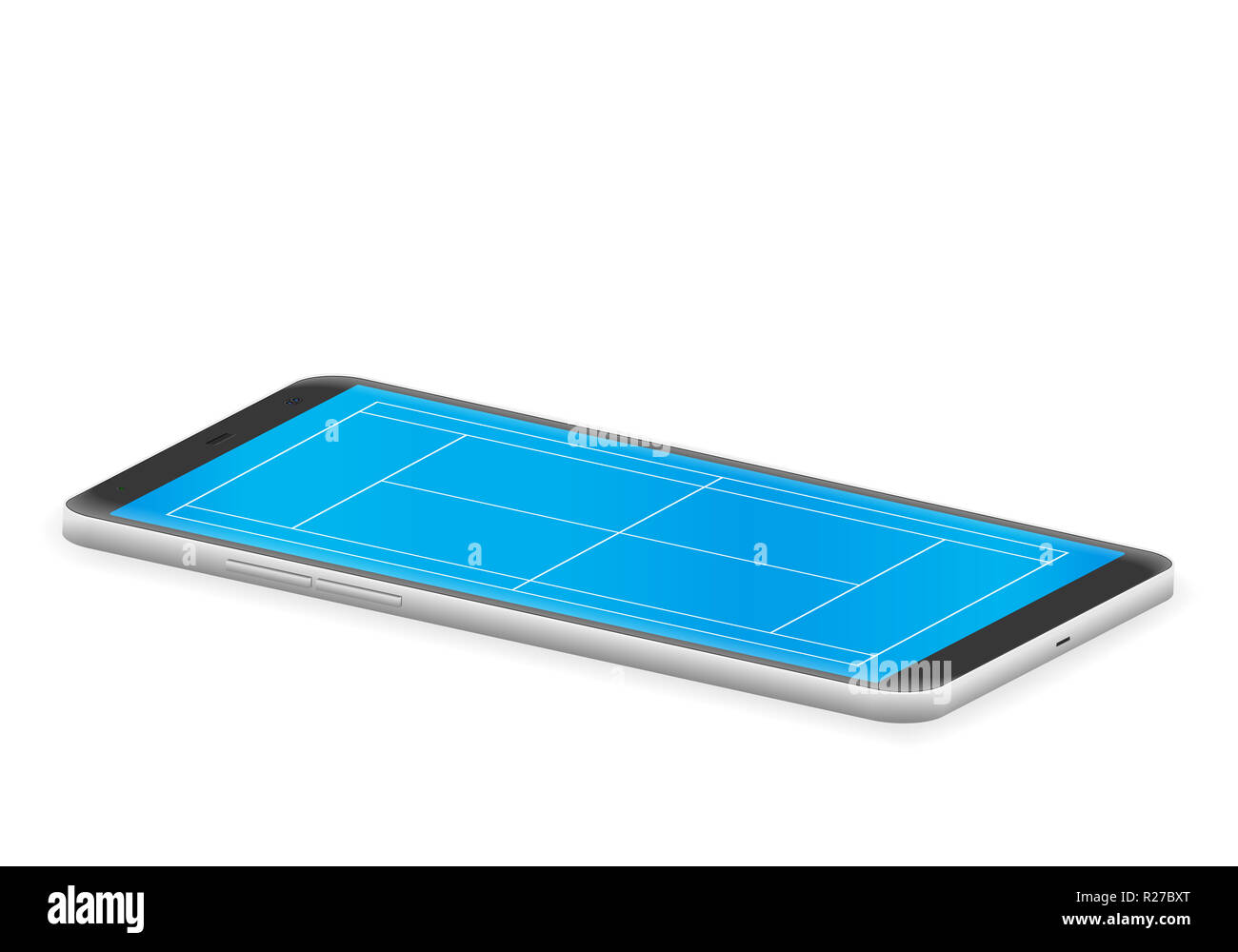 Smart phone tennis court on a white background Stock Photo - Alamy