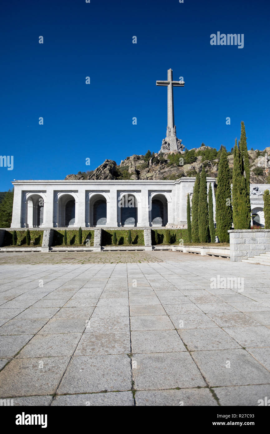 The Valley of the Fallen (Valle de los Caidos) monument and basilica in the Sierra de Guadarrama, near Madrid Spain. Stock Photo