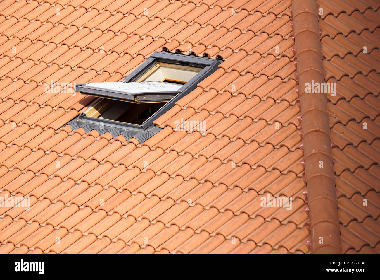 Roof with vasistas or velux windows Stock Photo