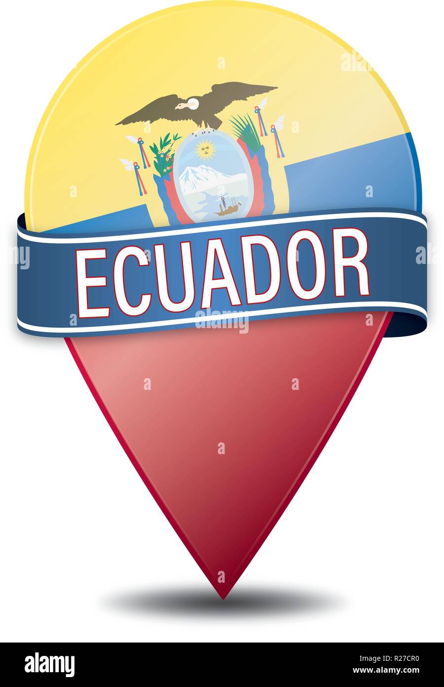 glossy navigation pin with white background Stock Vector