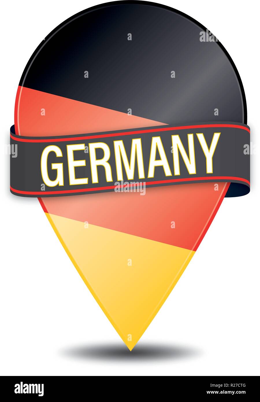glossy navigation pin with white background Stock Vector