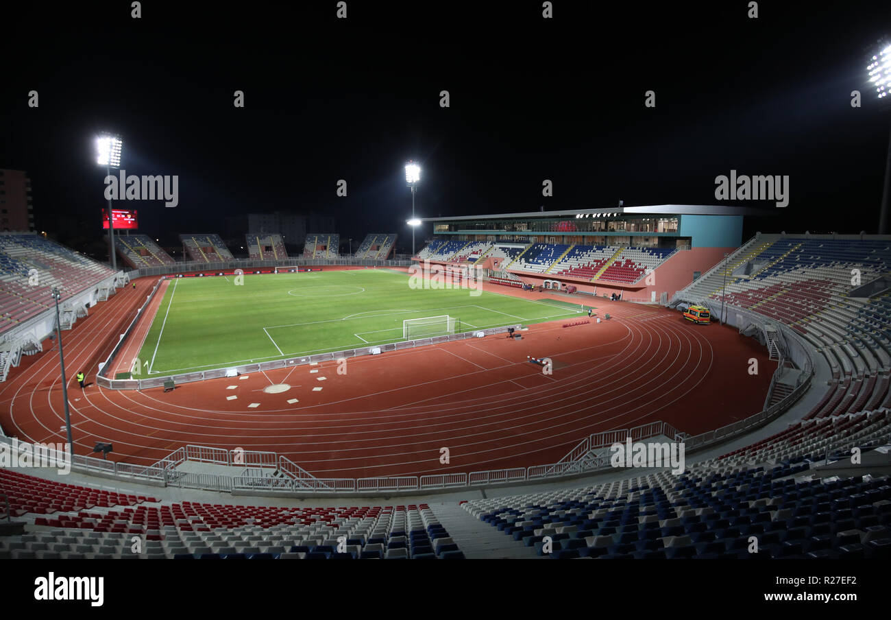 A general view of the Loro Borici Stadium during the UEFA Nations League, Group C1 match at the Loro Borici Stadium, Shkoder. Stock Photo