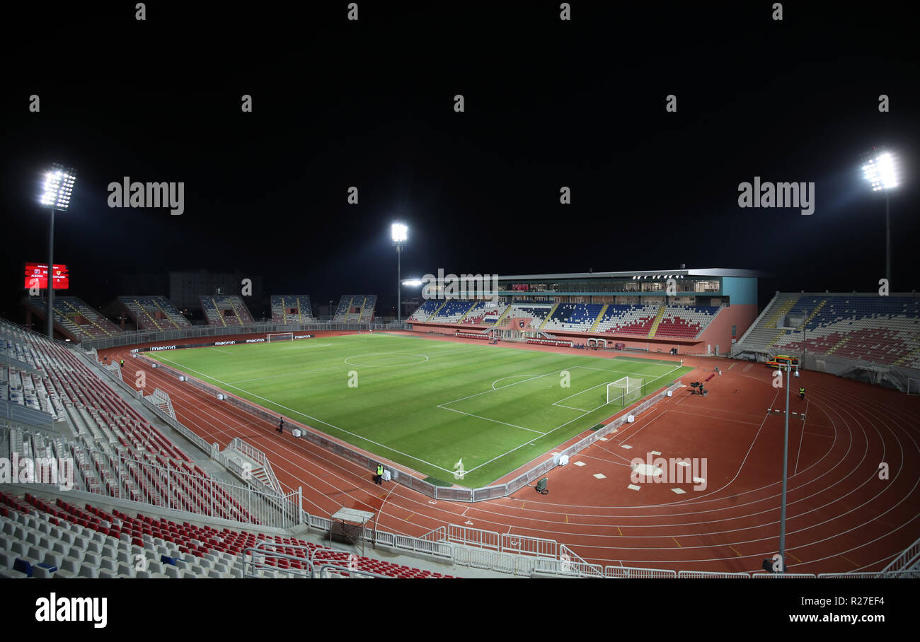 A general view of the Loro Borici Stadium during the UEFA Nations League, Group C1 match at the Loro Borici Stadium, Shkoder. Stock Photo