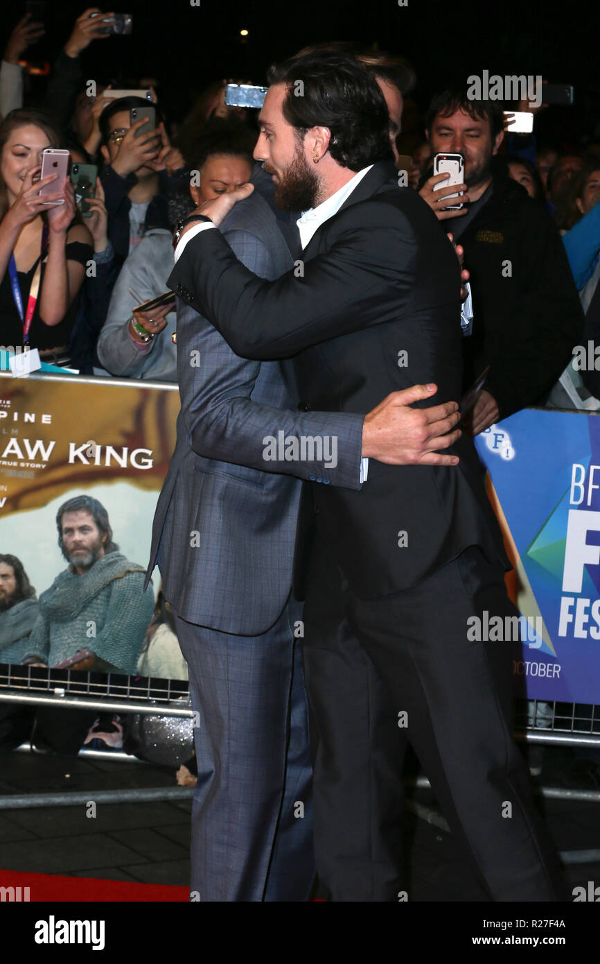 The BFI 62nd London Film Festival European Premiere of 'Outlaw King' held at the Cineworld Leicester Square - Arrivals  Featuring: Chris Pine, Aaron Taylor-Johnson Where: London, United Kingdom When: 17 Oct 2018 Credit: Mario Mitsis/WENN.com Stock Photo
