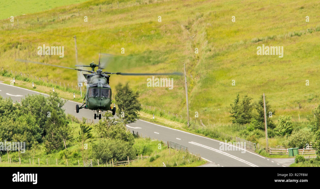 Army Lynx Helicopter flying Stock Photo