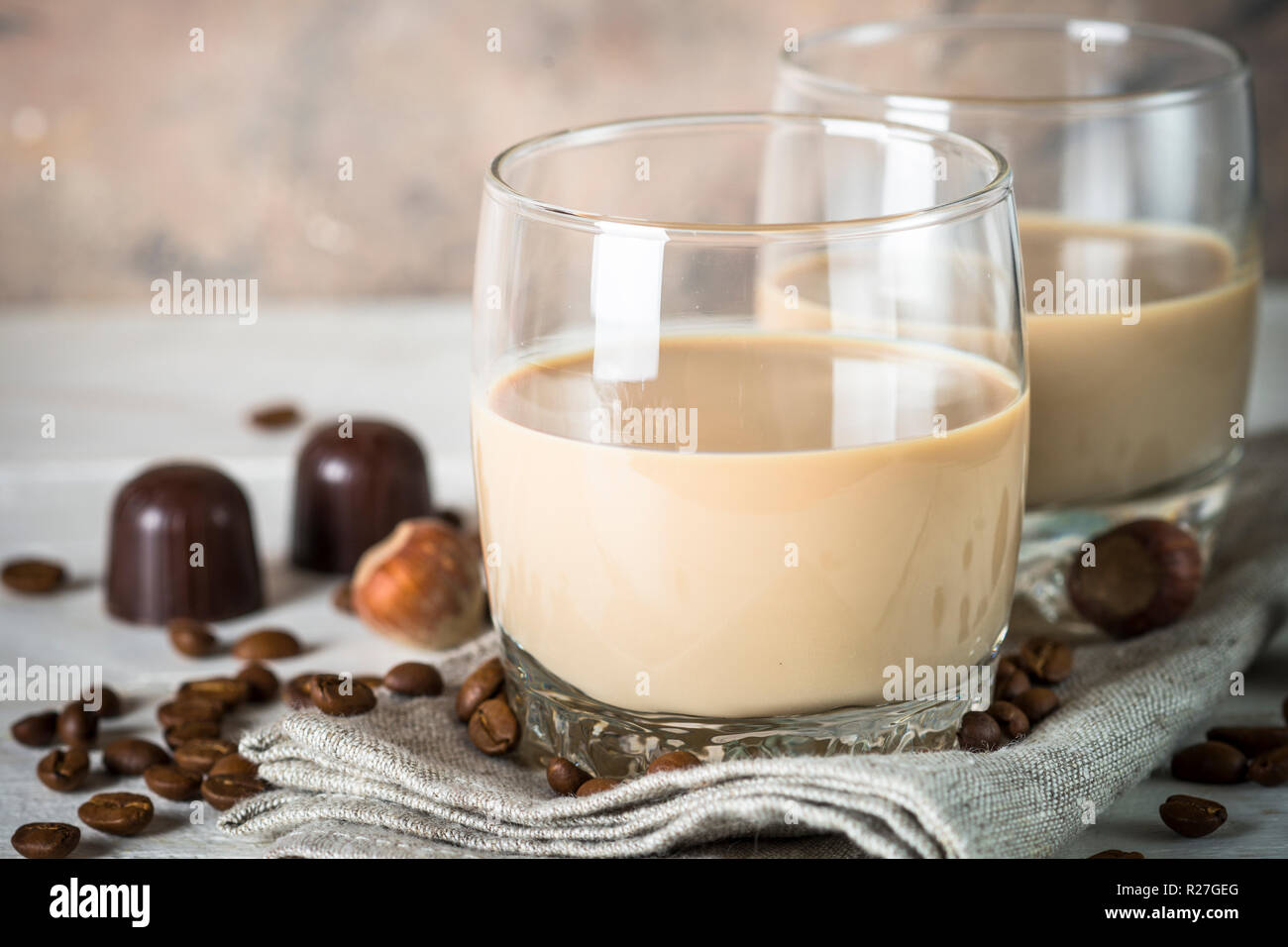 Irish creme liqueur in glass Stock Photo Alamy