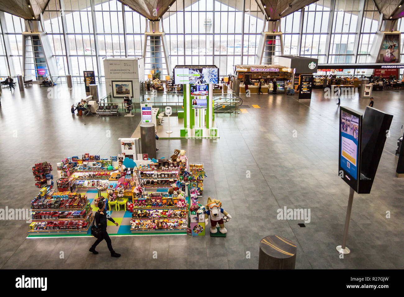SAINT PETERSBURG, RUSSIA AUGUST 04, 2015 Pulkovo Airport interior