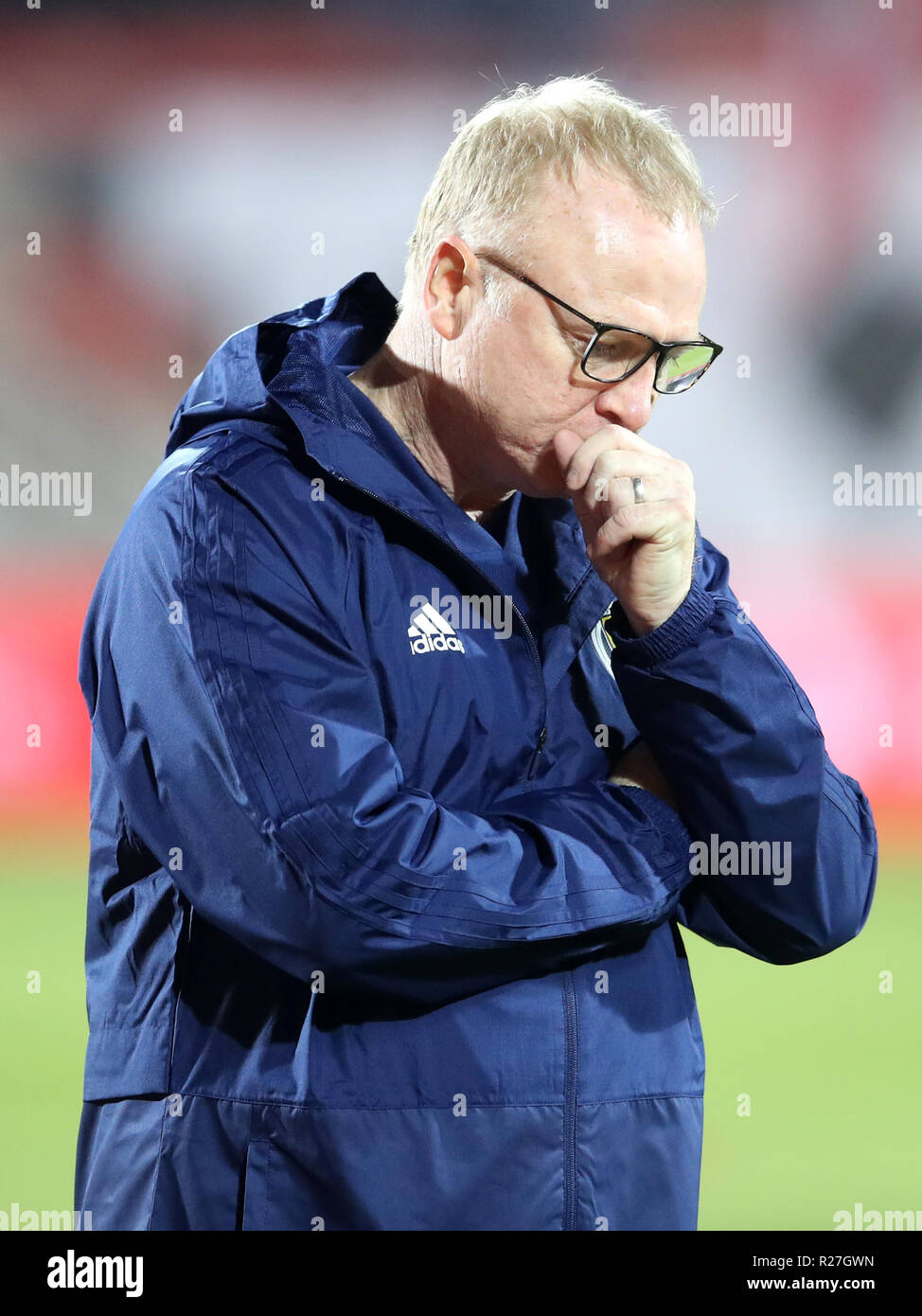 Scotland manager Alex McLeish during the UEFA Nations League, Group C1 match at the Loro Borici Stadium, Shkoder Stock Photo