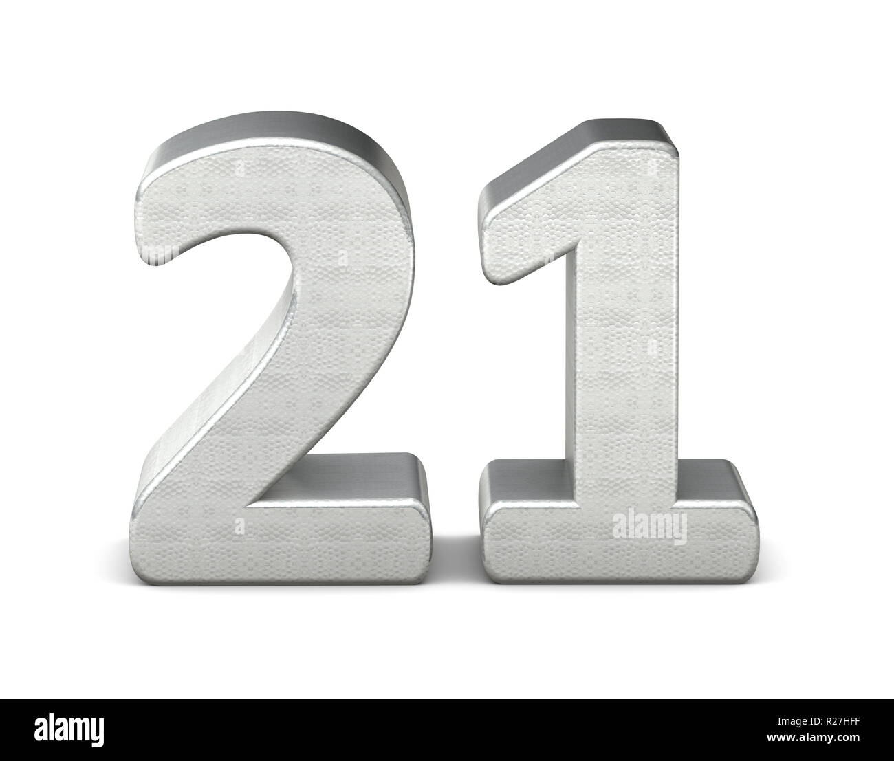 21 number 3d silver structure 3d rendering Stock Photo