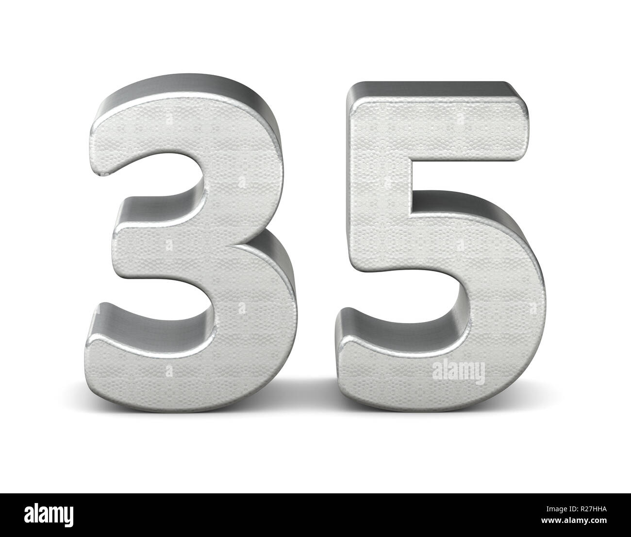 35 number 3d silver structure 3d rendering Stock Photo