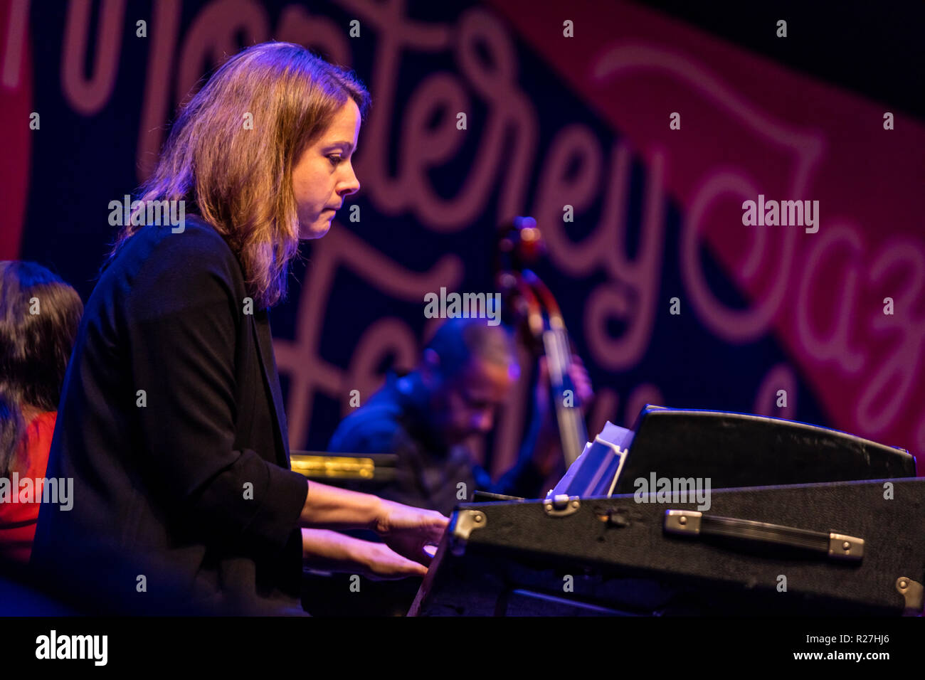 KRIS DAVIS plays piano for TIA FULLER performs with INGRID JENSEN at the 61st MONTEREY JAZZ FESTIVAL - MONTEREY, CALIFORNIA Stock Photo