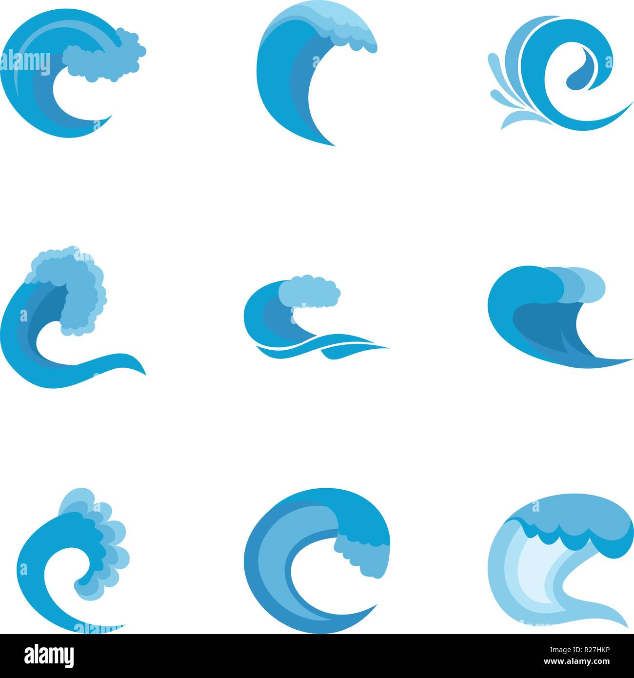 Waveform icons set. Flat set of 9 waveform vector icons for web ...