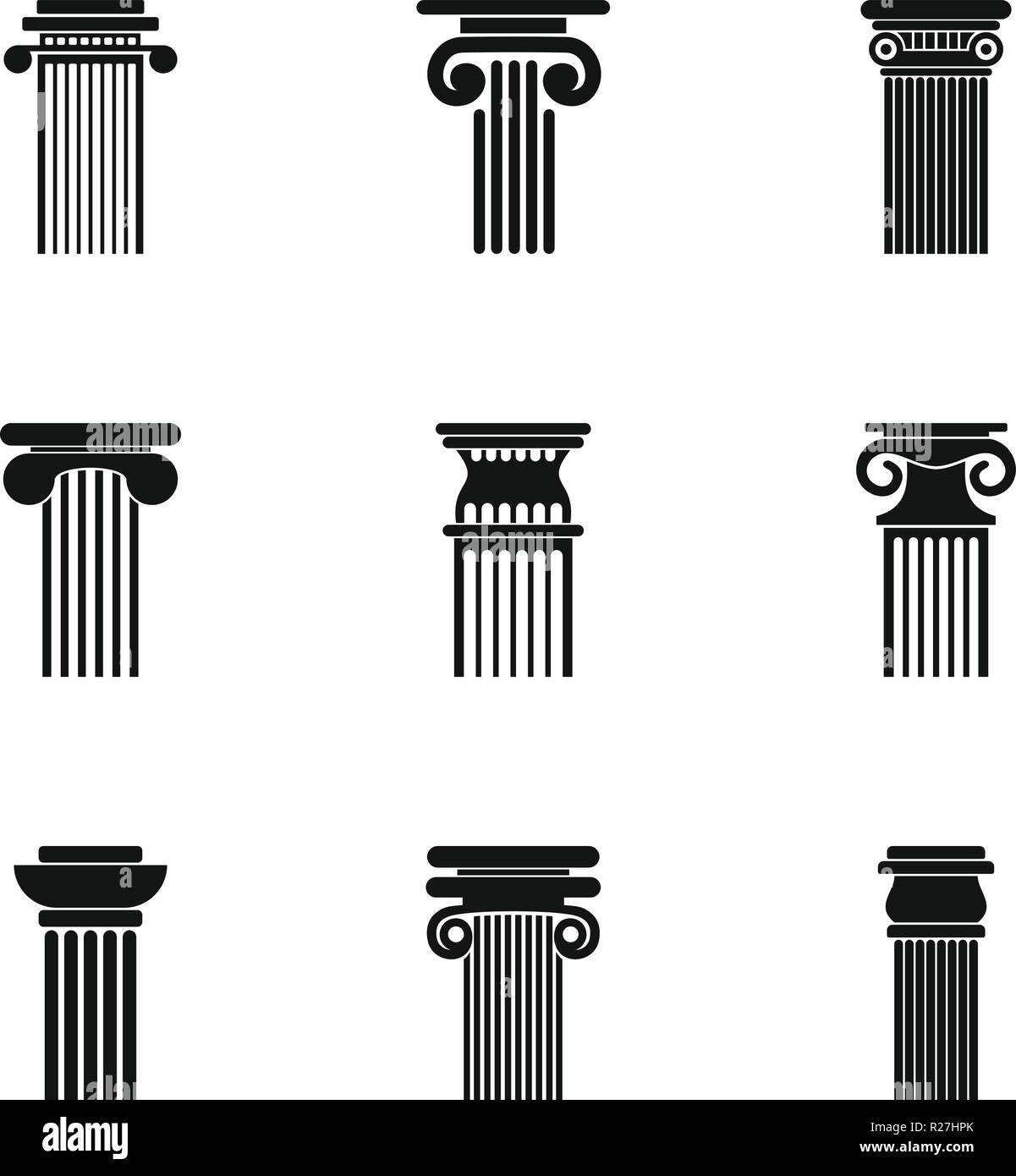 Post icons set. Simple set of 9 post vector icons for web isolated on