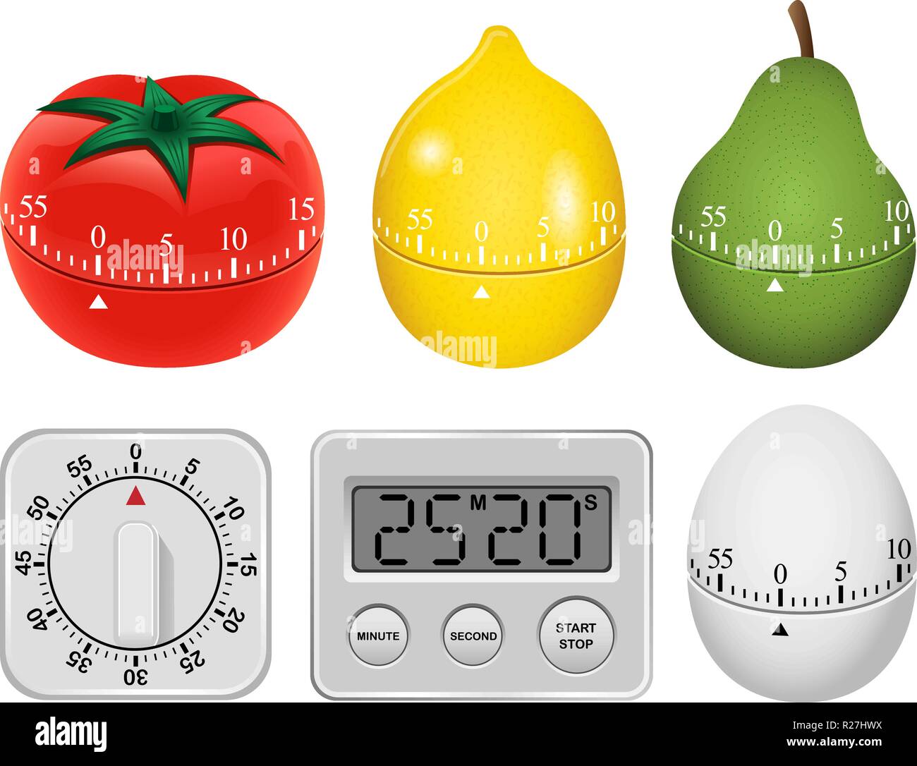 https://c8.alamy.com/comp/R27HWX/kitchen-timer-mockup-set-realistic-illustration-of-6-kitchen-timer-mockups-for-web-R27HWX.jpg