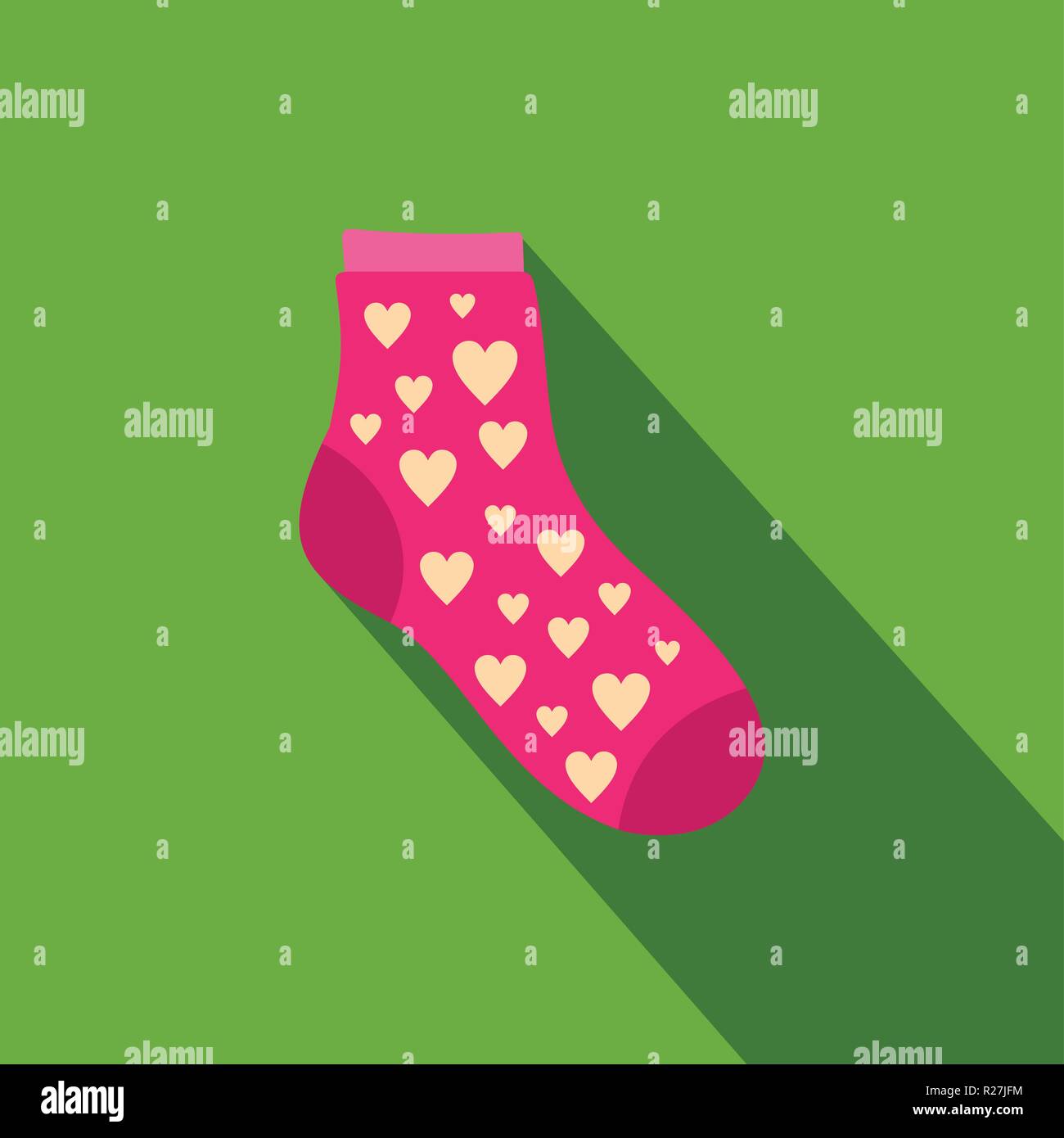 Sock with heart icon. Flat illustration of sock with heart vector icon ...