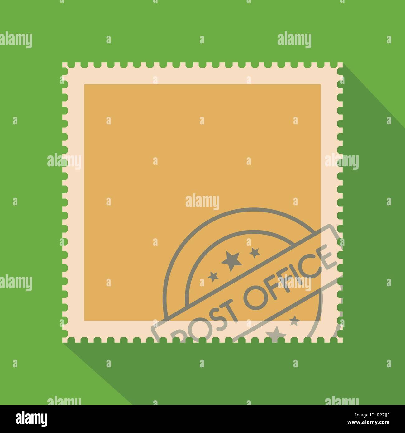 Postage stamp with seal icon. Flat illustration of postage stamp with