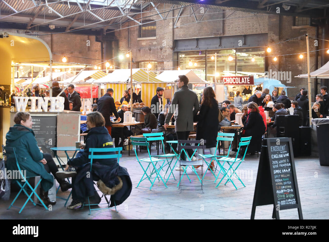Kings Cross Canopy Market at Christmas, in north London, UK Stock Photo