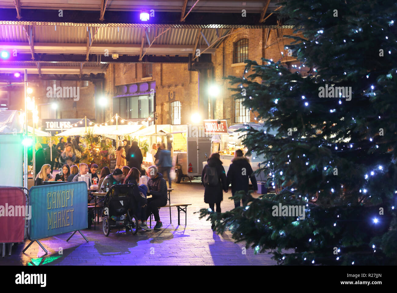 Kings Cross Canopy Market at Christmas, in north London, UK Stock Photo Alamy