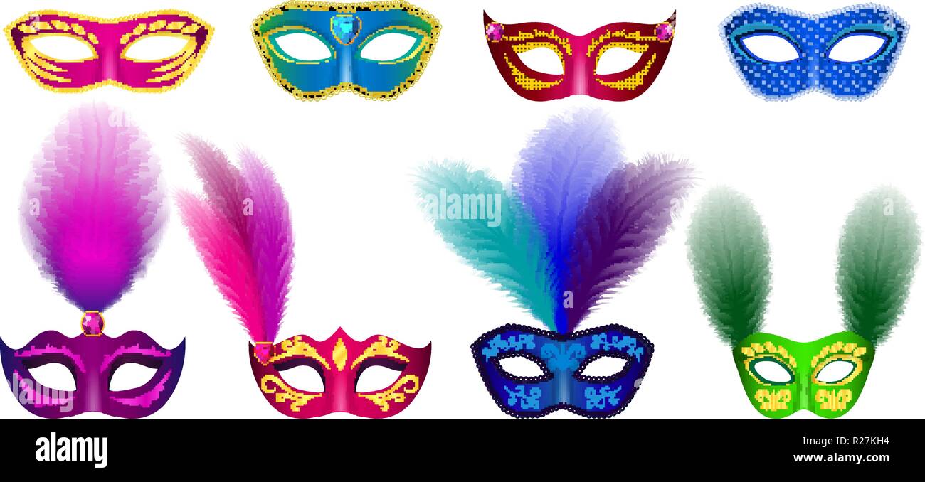 Red Venetian Carnival Mardi Gras Colorful Party Mask With Decoration  Feathers And Diamonds Vector Illustration Royalty Free SVG, Cliparts,  Vectors, and Stock Illustration. Image 27942174.