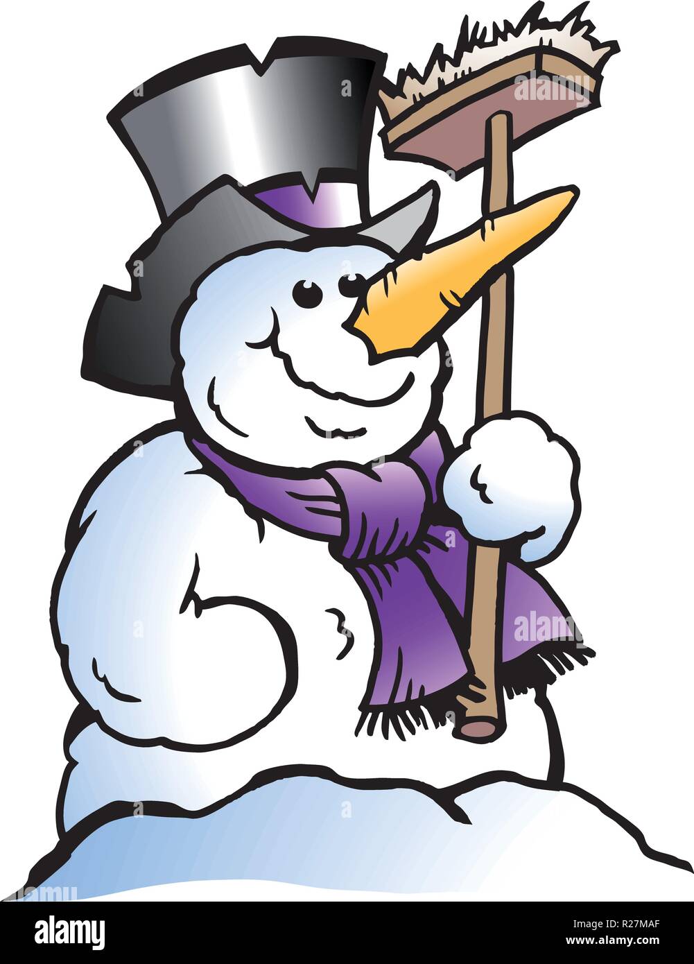 Cartoon Vector illustration of a happy Snowman Stock Vector Image & Art ...
